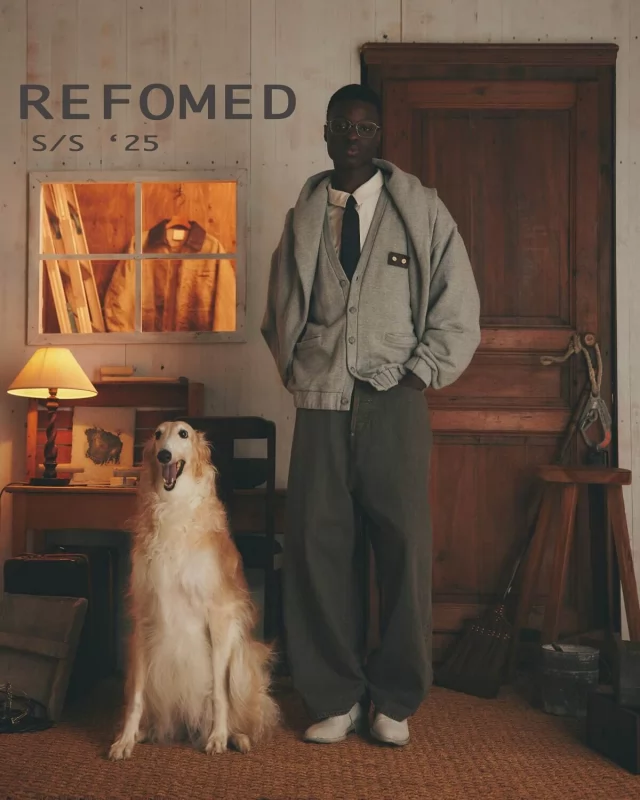 refomed and head designer Yoshiki Ando returns for S/S ’25 with another collection that leans heavily into a post-rural, utilitarian vibe with modern streetwear sensibilities.•One of the collection’s key elements is creative layering, where technical, casual, and formalwear pieces coexist—e.g., neon sleeves under sports jerseys or ties beneath bomber jackets. There’s a strong play of contrasts, mixing vintage Americana, military vibes (camo jacket), corporate uniformity (tie and shirt combo), and streetwear (oversized silhouettes and sporty graphics). The leather jacket and pants are a collab with CCU, known for their specialty with the material; they are made of sheepskin to provide a soft and lightweight touch yet durable feel.•View more online••#refomed #cculeather #orimonoplus